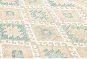 Tappeto Kilim Geometrico Celeste Beige 172x243 Cm