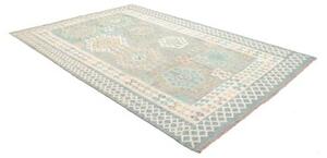 Tappeto Kilim Stilizzato Celeste Avorio 202x297 Cm
