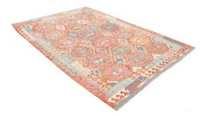 Tappeto Kilim Stilizzato Terracotta Azzurro 178x246 Cm