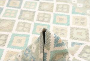 Tappeto Kilim Geometrico Verde Chiaro Azzurro 173x242 Cm