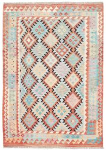 Tappeto Kilim Geometrico Azzurro Terracotta 143x201 Cm