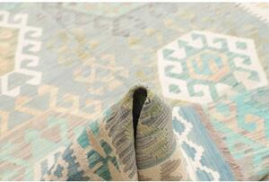 Tappeto Kilim Stilizzato Celeste Avorio 202x297 Cm