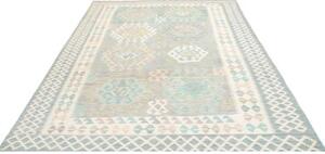 Tappeto Kilim Stilizzato Celeste Avorio 202x297 Cm