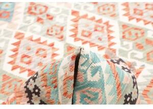 Tappeto Kilim Geometrico Rosso Mattone Azzurro 173x262 Cm