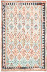Tappeto Kilim Geometrico Rosso Mattone Azzurro 173x262 Cm