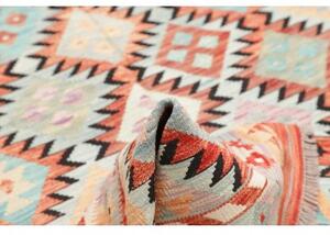 Tappeto Kilim Geometrico Azzurro Terracotta 143x201 Cm