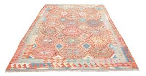 Tappeto Kilim Stilizzato Terracotta Azzurro 178x246 Cm