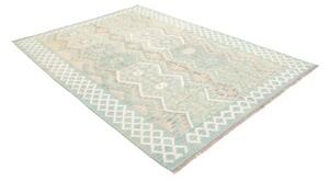 Tappeto Kilim Stilizzato Verde Chiaro Beige 179x244 Cm