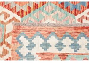 Tappeto Kilim Geometrico Terracotta Azzurro 177x242 Cm