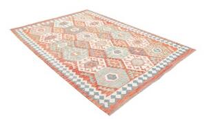 Tappeto Kilim Geometrico Terracotta Azzurro 177x242 Cm