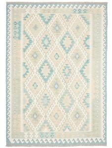 Tappeto Kilim Geometrico Celeste Beige 172x243 Cm