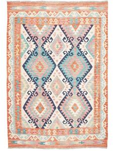 Tappeto Kilim Geometrico Arancione Turchese 180x256 Cm