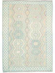 Tappeto Kilim Stilizzato Verde Chiaro Beige 179x244 Cm