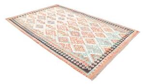 Tappeto Kilim Geometrico Rosso Mattone Azzurro 173x262 Cm