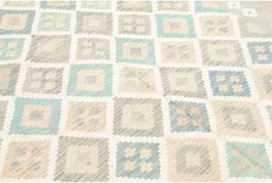 Tappeto Kilim Geometrico Verde Chiaro Azzurro 173x242 Cm