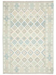 Tappeto Kilim Geometrico Verde Chiaro Azzurro 174x244 Cm