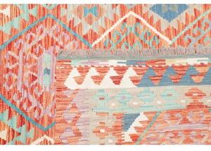 Tappeto Kilim Stilizzato Terracotta Azzurro 178x246 Cm