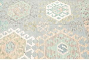 Tappeto Kilim Stilizzato Celeste Avorio 202x297 Cm