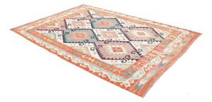 Tappeto Kilim Geometrico Arancione Turchese 180x256 Cm