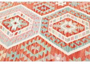 Tappeto Kilim Geometrico Terracotta Azzurro 180x240 Cm