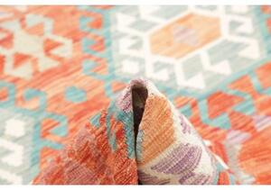 Tappeto Kilim Geometrico Ruggine Azzurro 173x245 Cm