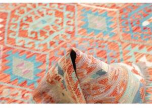 Tappeto Kilim Stilizzato Terracotta Azzurro 178x246 Cm