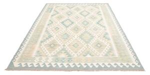 Tappeto Kilim Geometrico Celeste Beige 172x243 Cm