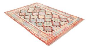 Tappeto Kilim Geometrico Azzurro Terracotta 143x201 Cm