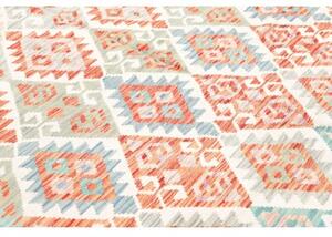 Tappeto Kilim Geometrico Rosso Mattone Azzurro 173x262 Cm