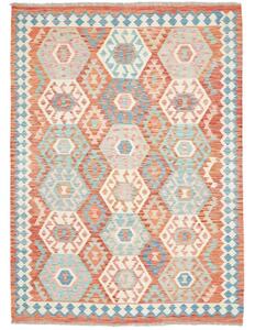 Tappeto Kilim Geometrico Terracotta Azzurro 177x242 Cm