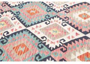 Tappeto Kilim Geometrico Arancione Turchese 180x256 Cm