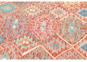 Tappeto Kilim Stilizzato Terracotta Azzurro 178x246 Cm
