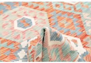 Tappeto Kilim Geometrico Terracotta Azzurro 177x242 Cm