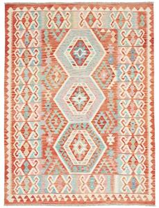 Tappeto Kilim Geometrico Terracotta Azzurro 180x240 Cm