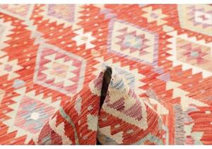 Tappeto Kilim Geometrico Rosso Beige 203x306 Cm