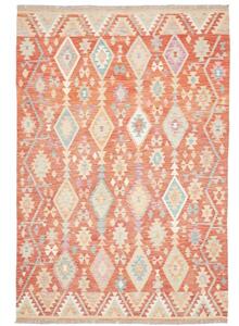 Tappeto Kilim Geometrico Arancione Avorio 199x294 Cm