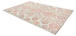 Tappeto Kilim Geometrico Azzurro Rosso Mattone 199x300 Cm