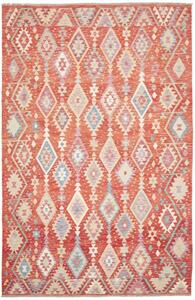 Tappeto Kilim Geometrico Rosso Ruggine Beige 204x315 Cm