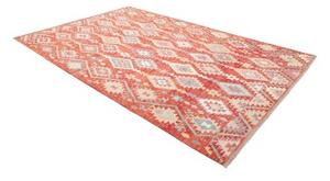 Tappeto Kilim Geometrico Rosso Ruggine Beige 204x315 Cm