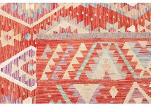 Tappeto Kilim Geometrico Rosso Beige 203x306 Cm