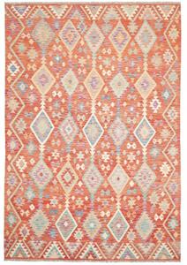 Tappeto Kilim Geometrico Terracotta Beige 203x298 Cm