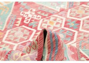 Tappeto Kilim Stilizzato Rosso Azzurro 200x292 Cm