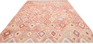 Tappeto Kilim Geometrico Rosa Antico Beige 255x361 Cm