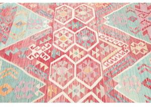 Tappeto Kilim Stilizzato Rosso Azzurro 200x292 Cm