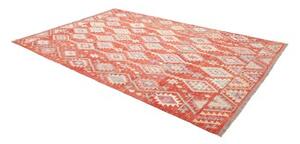 Tappeto Kilim Geometrico Rosso Beige 203x306 Cm
