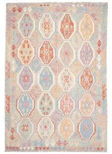 Tappeto Kilim Geometrico Grigio Multicolore 202x298 Cm