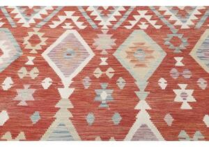 Tappeto Kilim Geometrico Terracotta Multicolore 307x497 Cm