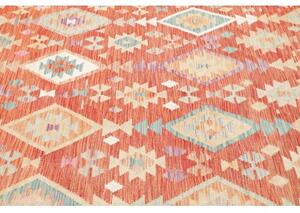 Tappeto Kilim Geometrico Arancione Avorio 199x294 Cm