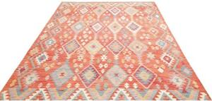 Tappeto Kilim Geometrico Ruggine Azzurro 201x298 Cm