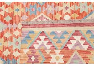 Tappeto Kilim Geometrico Ruggine Azzurro 200x302 Cm